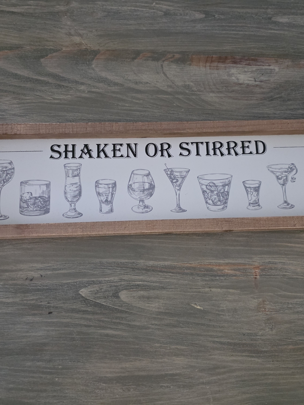 Shaken or Stirred Wall Art Sign - White and Brown